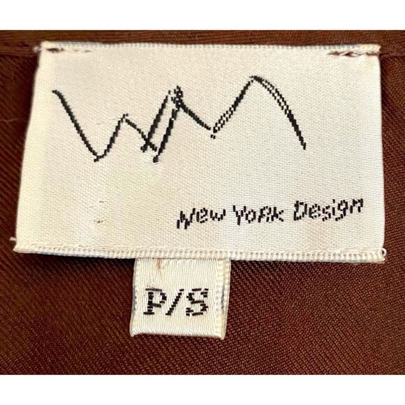 WM New York Design Brown Silk Ruffle Front Dress, Size Petite Small - Picture 13 of 13